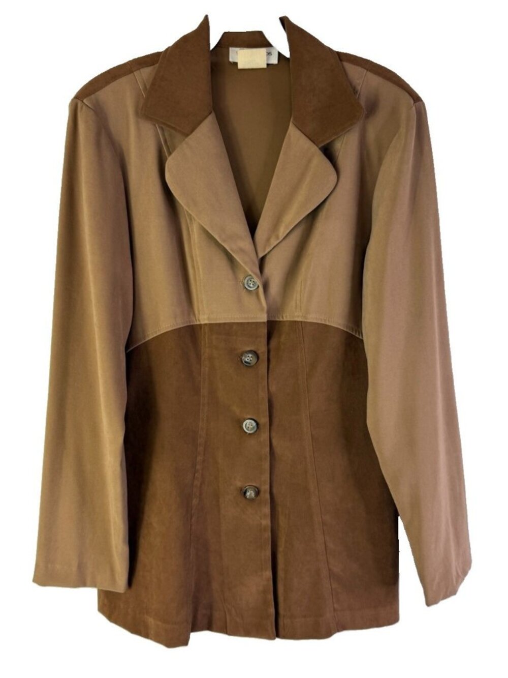 Vintage 90s Blazer Jacket Color Block Two Toned Faux Suede Western
